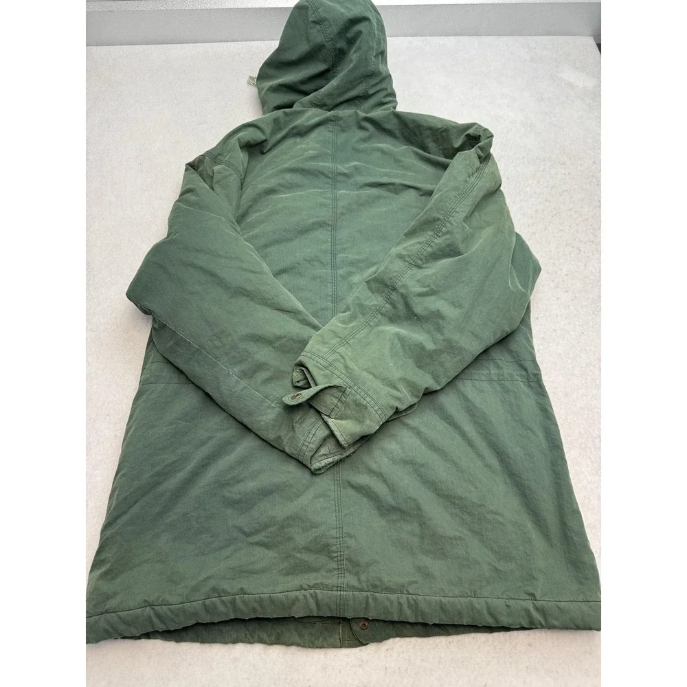 L.L.Bean Maind Warden Coat Men Medium Green Hooded Wool Lined Parka Canvas Field